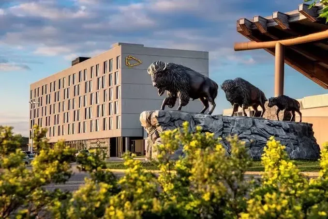 Resort buildings set in open countryside